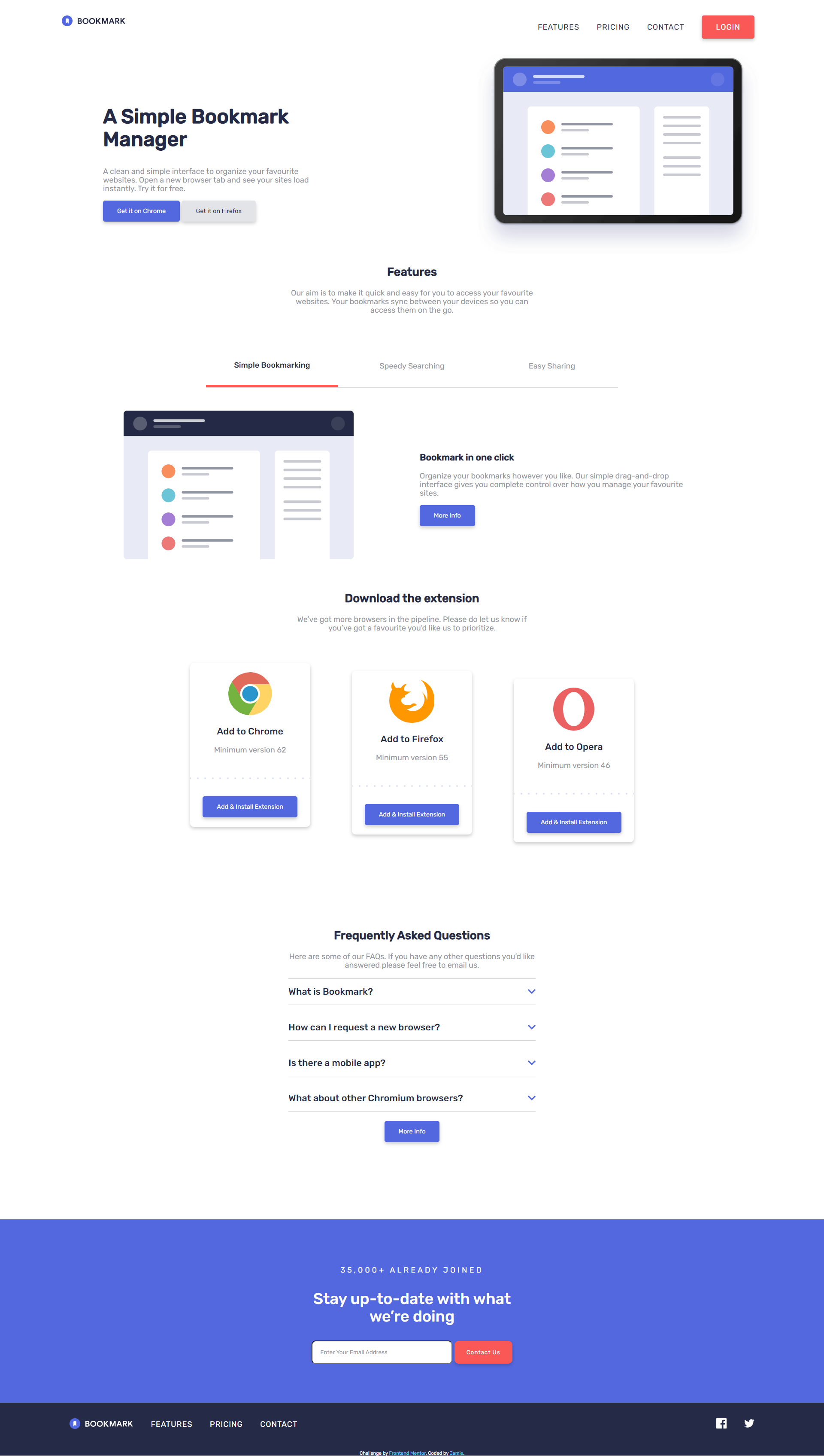 Bookmark Landing Page